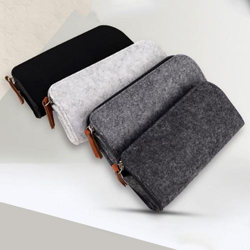 Portable Students Flat Pen Bag Pencil Case-Light Gray