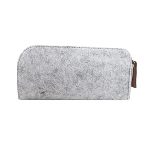 Portable Students Flat Pen Bag Pencil Case-Light Gray