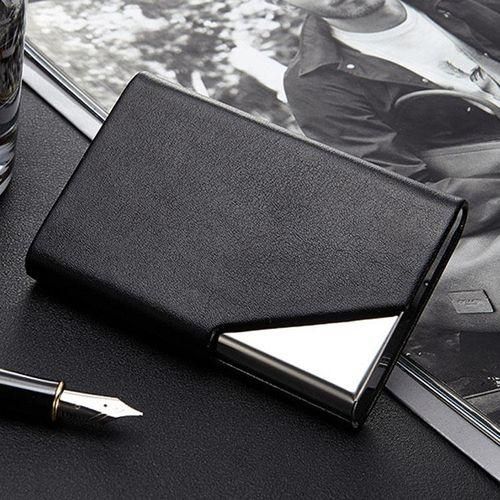 Men Leather Stainless Steel  Business Card Box