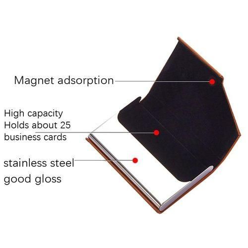 Men Leather Stainless Steel  Business Card Box