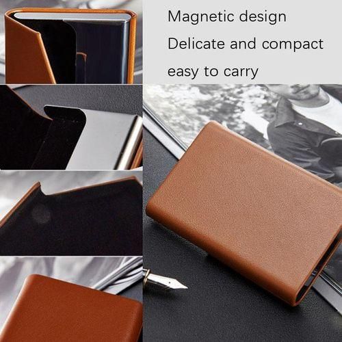 Men Leather Stainless Steel  Business Card Box