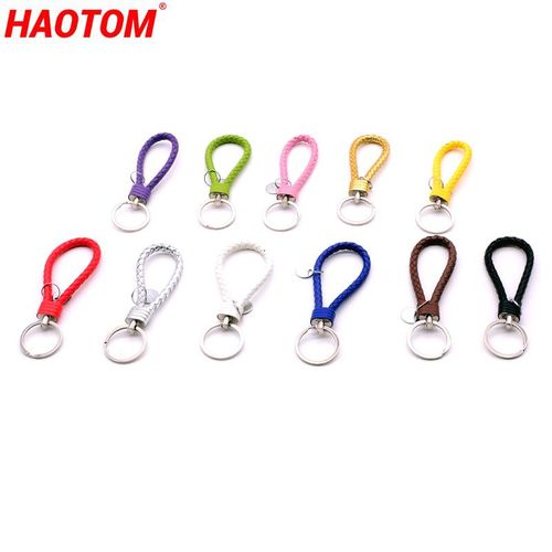1pcs Pu Leather Braided Woven Rope Keychain Diy Bag Pendant Key Chain Holder Car Motorcycle Keyring Men Women Key Ring