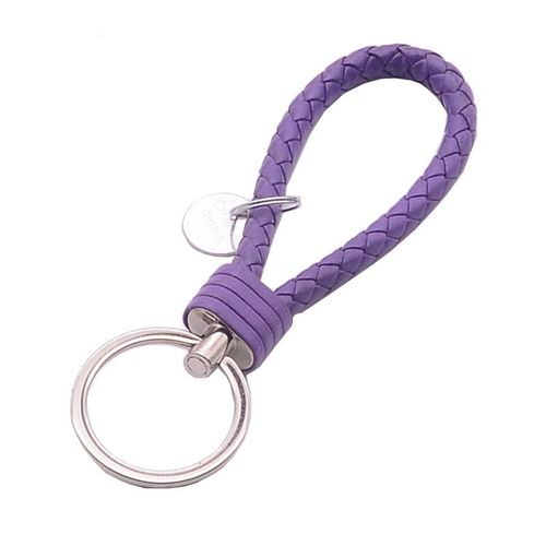1pcs Pu Leather Braided Woven Rope Keychain Diy Bag Pendant Key Chain Holder Car Motorcycle Keyring Men Women Key Ring