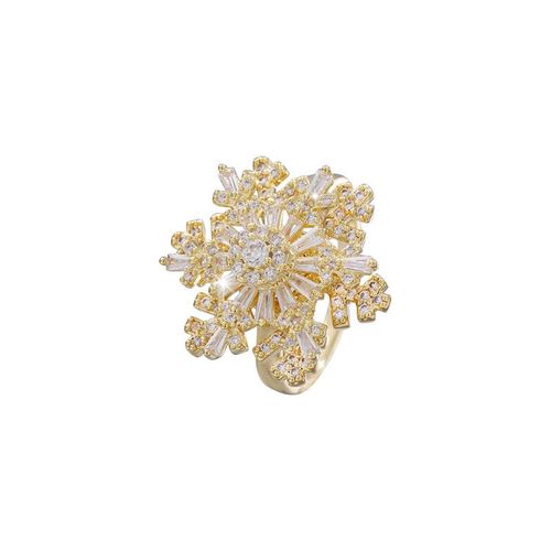 Korean Style Fashion New Snowflake Double-Layer Rotatable Open Ring Female Ins Style Texture Adjustable Ring Tide