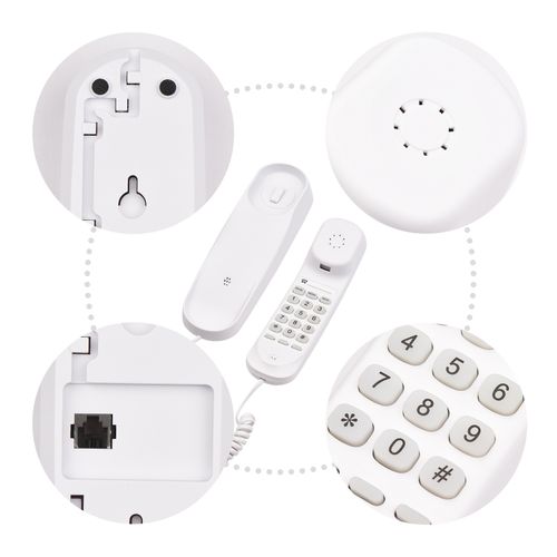 Mini Desktop Corded Landline Phone Fixed Telephone Wall