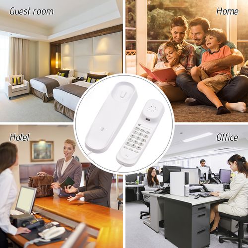 Mini Desktop Corded Landline Phone Fixed Telephone Wall