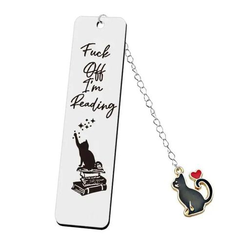 Cartoon Metal Bookmark Long Chain Cat Pendant Stainless Steel Letter Bookmarks Cat Engraved Bookmark Student School Supplies