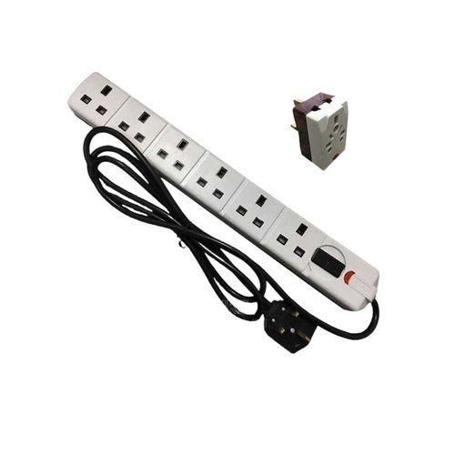 6 Way Extension Cable 7M Wire + Free Multi Plug - Orange, White