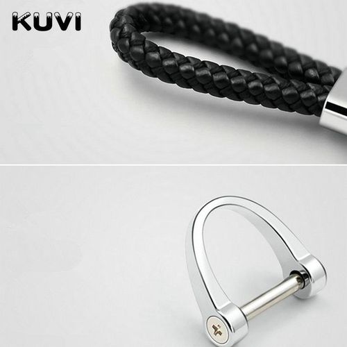 Promotion High-Grade Hand Woven Pu Car Keychain 360 Degree Rotating Horseshoe Buckle Car Key Rings Holder Genuine Bag Pendant