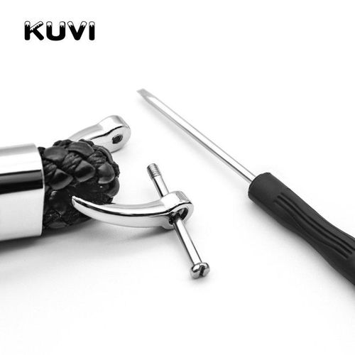 Promotion High-Grade Hand Woven Pu Car Keychain 360 Degree Rotating Horseshoe Buckle Car Key Rings Holder Genuine Bag Pendant