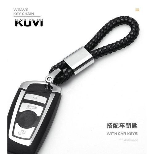 Promotion High-Grade Hand Woven Pu Car Keychain 360 Degree Rotating Horseshoe Buckle Car Key Rings Holder Genuine Bag Pendant