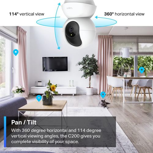 TP Link TP-Link Tapo Pan/Tilt Security Camera for Baby Monitor, Pet Camera w/Motion Detection, 1080P, 2-Way Audio, Night Vision, Cloud & SD Card Storage, Works with Alexa & Google Home (Tapo C200)  With 128 gb Memory card