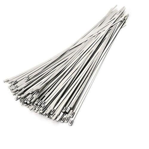 Stainless Steel Cable Ties, 100 Pcs 7.9 Inches Heavy Duty SelfLocking Cable Zip Ties, Metal Exhaust Wrap Locking Ties