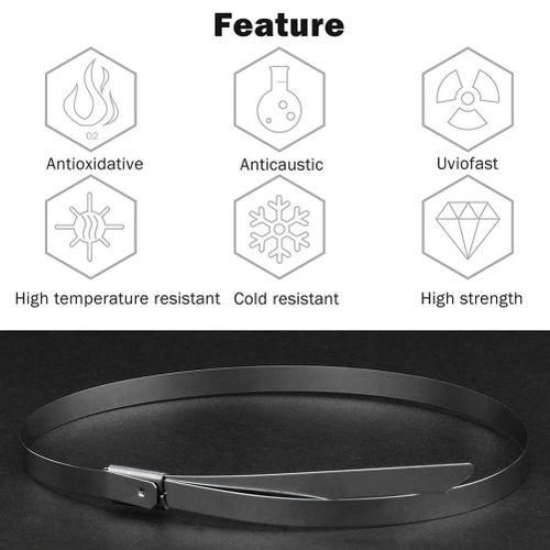 Stainless Steel Cable Ties, 100 Pcs 7.9 Inches Heavy Duty SelfLocking Cable Zip Ties, Metal Exhaust Wrap Locking Ties