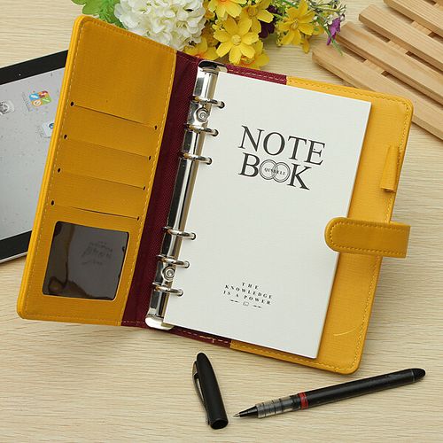 Identity Dairy Personal Planner Organiser Leather Hook Note Book Filofax Gift Yellow yellow