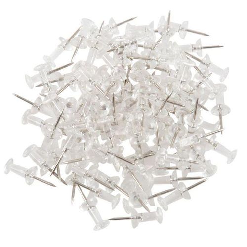 100 Pcs Push Pin Thumb Tack Clear Color 3/8inch Drawing Cork Board Office Pushpin
