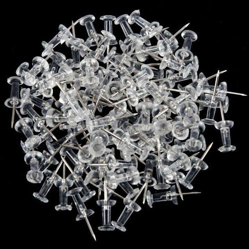 100 Pcs Push Pin Thumb Tack Clear Color 3/8inch Drawing Cork Board Office Pushpin