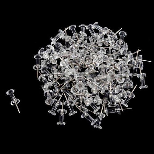 100 Pcs Push Pin Thumb Tack Clear Color 3/8inch Drawing Cork Board Office Pushpin