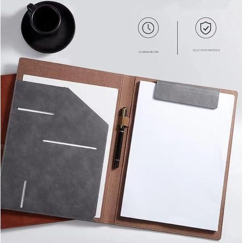 Fashion PU Clipboard A4 Padfolio Flip File Folder Magnetic Clip Board With Storage Case Foldable Writing Pad