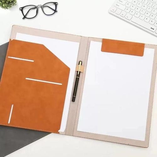 Fashion PU Clipboard A4 Padfolio Flip File Folder Magnetic Clip Board With Storage Case Foldable Writing Pad