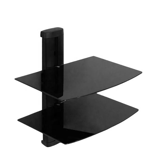 Zeno Black 2 FIoating Shelf with Strengthened Tempered Glass for DVD Players/Cable Boxes/Games Consoles/TV Accessories- Black