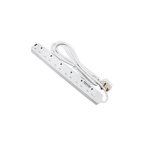 Power King Original 6 Way Durable Extension Cable - White