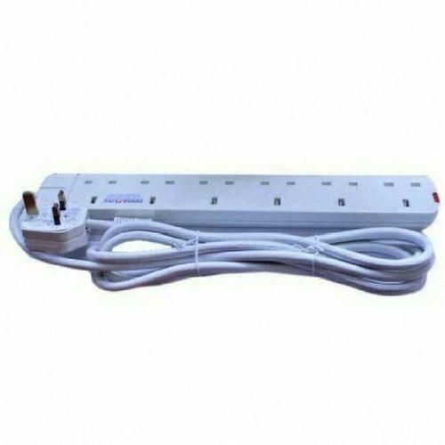 Power King Original 6 Way Durable Extension Cable - White