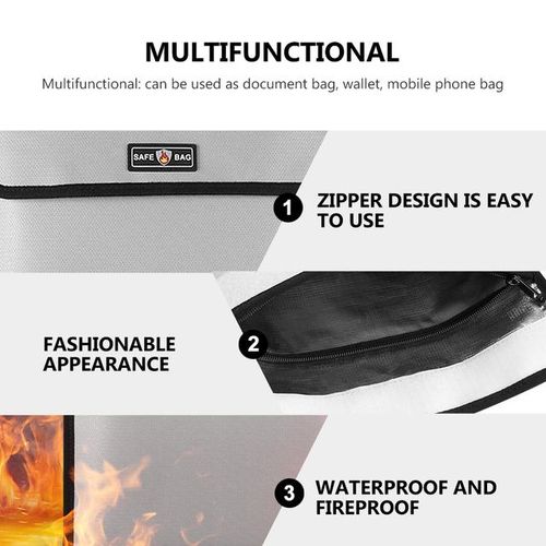 Fireproof File Bag Waterproof Security Document Envelope File Folder Cash Pouch Money Bag For Home