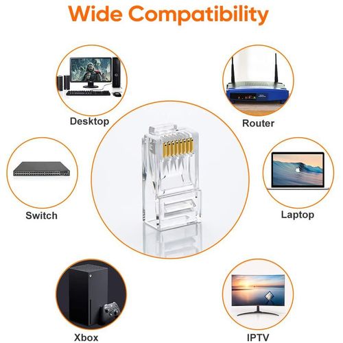 Cat 6 RJ45 Connector  Pack OF 100pcs