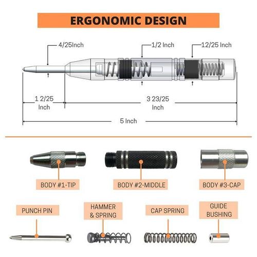 Automatic Center Punch 5 Inch Spring For Metal Wood Glass 2