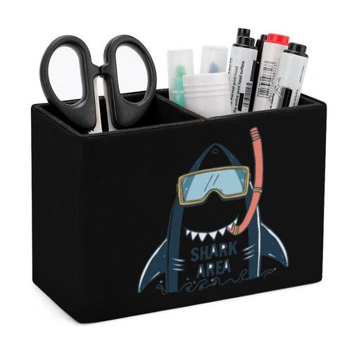 Shark Sea Animals Pencil Pen Holder PU Stationery Organizer Makeup Brush Holder for Desk Home Item Storage Box