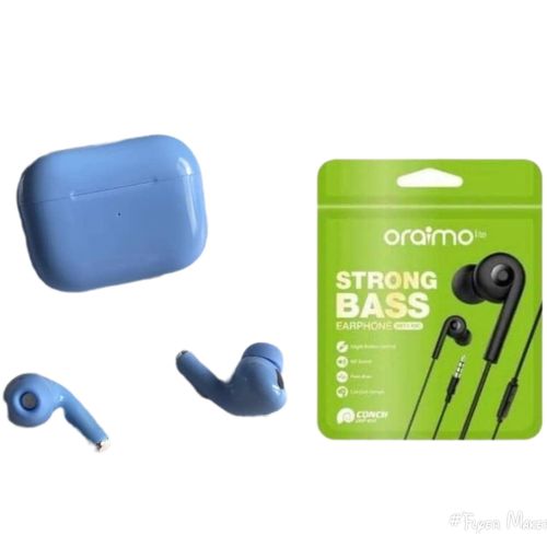 Purely Blue Checked Earpods With Free Wired Oriamo Earphones - Blue