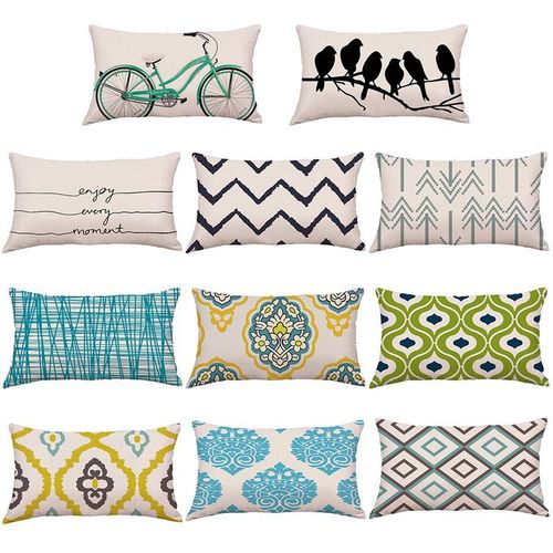 Bike Bird Geometric Pattern Throw Pillow Case Cushion Cover Sofa Bed Car Decor