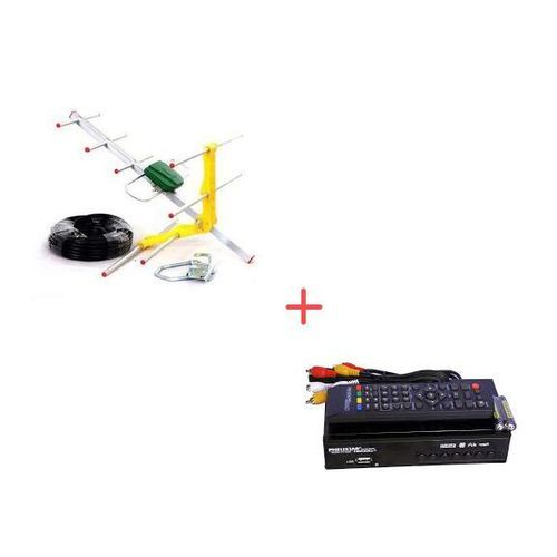 Pack Of Free To Air Decoder+Antenna-Black/ Silver