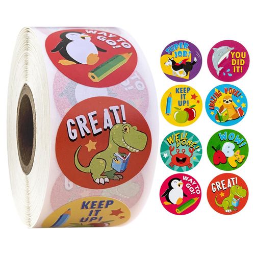 Animal Reward Stickers Labels Cute Round for Teachers Party Favor