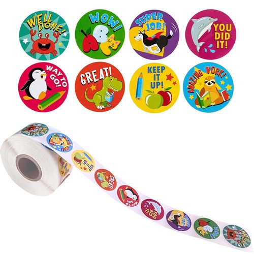Animal Reward Stickers Labels Cute Round for Teachers Party Favor