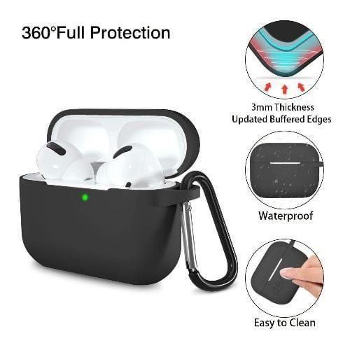 Airpods Pro Bluetooth Shock Proof Silicone Case - Black