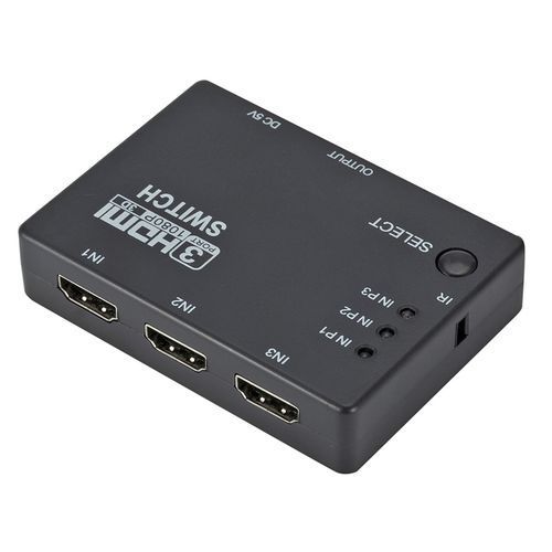 HDMI Splitter 3 In 1 Out Switcher 3 Port Hub Box Auto Switch 3x1 1080p HD 1.4 With Remote Control - Black
