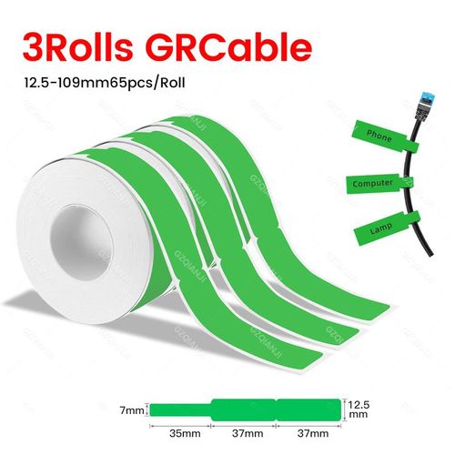 3~5 Rolls P15 Label Paper Rolls Sticker 15*30mm White Label 12*30mm Transparent Color Cable Tape for Thermal Label Printer Maker