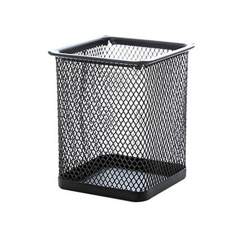 Metal Hollow Pen Pencil Holder Vase Pot Tidy-Black