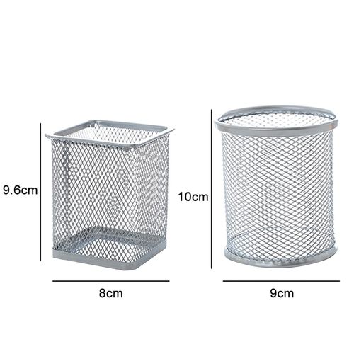 Metal Hollow Pen Pencil Holder Vase Pot Tidy-Black
