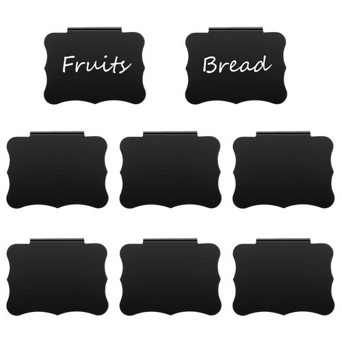 Basket Labels Clips On for Storage Bin Erasable Plastic Pantry Labels Removable Tag Chalkboard Basket Tag Black