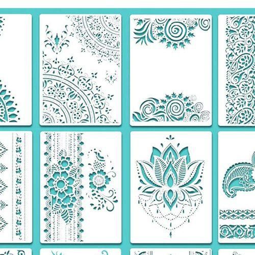 12pcs A4 Size Reusable Mandala Stencils For Painting Paper Card Set 1
