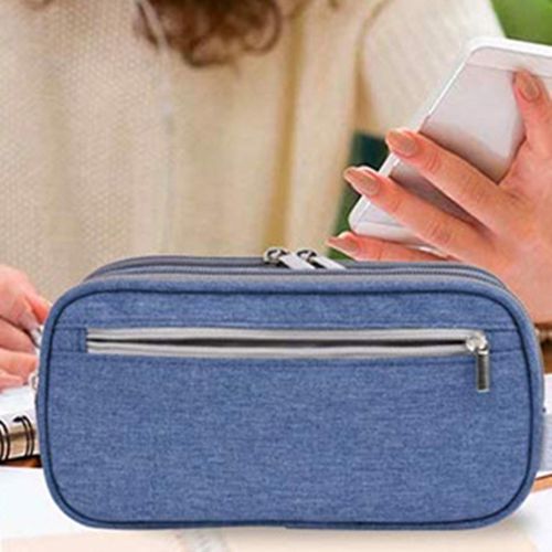 Pencil And Pen Case Office Organizer Bag Cosmetic Bag Blue