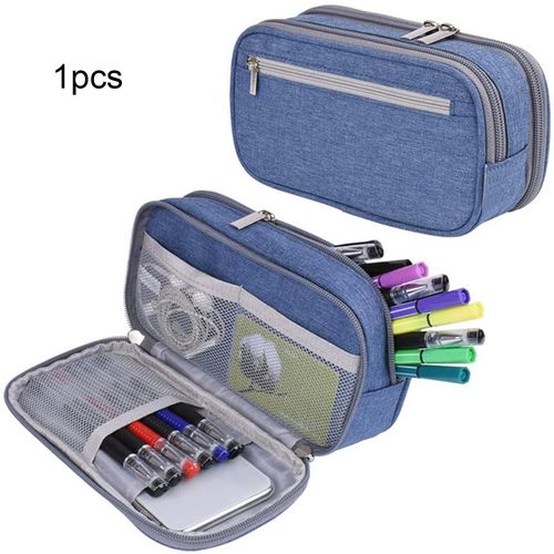 Pencil And Pen Case Office Organizer Bag Cosmetic Bag Blue