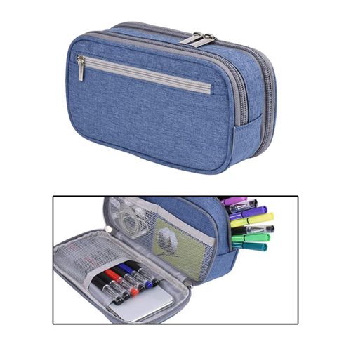 Pencil And Pen Case Office Organizer Bag Cosmetic Bag Blue