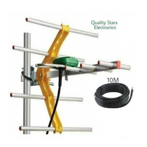 Gotv Digital Outdoor TV Antenna + 10 Meter Cable Wire Sliver Black
