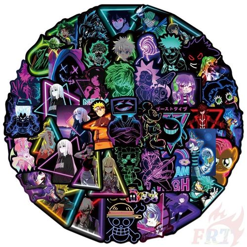 Neon Color Styles Classical Anime Cartoon Series 02 Mixed Graffiti Stickers  50Pcs/Set DIY Fashion Waterproof Decals Doodle Stickers