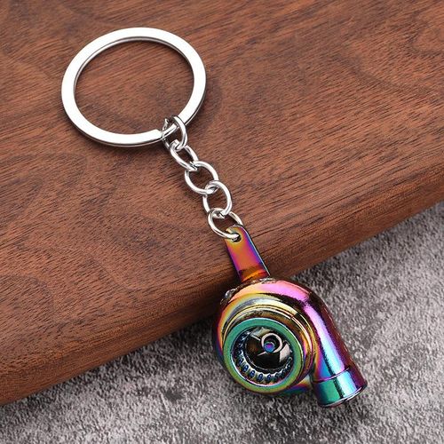 Spinning Turbine Key Ring Zinc Alloy Metal Keyring Mini Turbo Turbocharger Keychain Car Styling Refitting Car Interior Accessory
