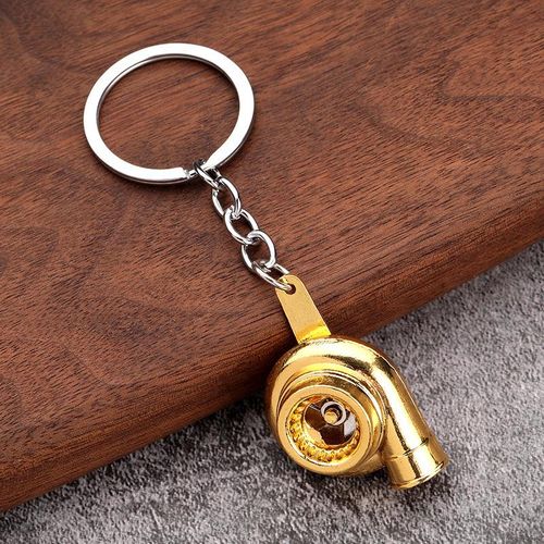 Spinning Turbine Key Ring Zinc Alloy Metal Keyring Mini Turbo Turbocharger Keychain Car Styling Refitting Car Interior Accessory